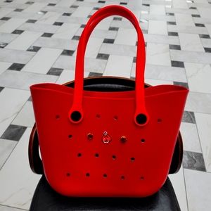 Rubber Tote Charm Bag, with 3 charms.